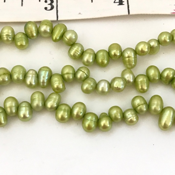 Fresh Water Pearl Bracelet 3 Strand Toggle Closure Dyed Granny Smith Green - Picture 5 of 8